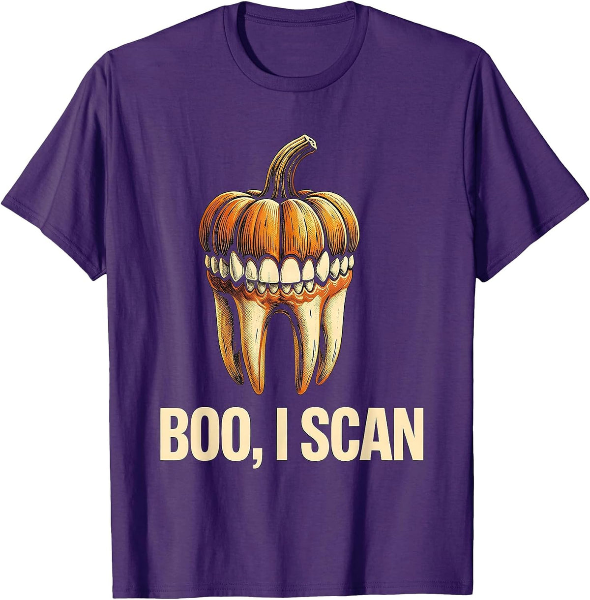 Boo, I Scan Funny Dental Hygienist Halloween Fall Humor T-Shirt - Purple