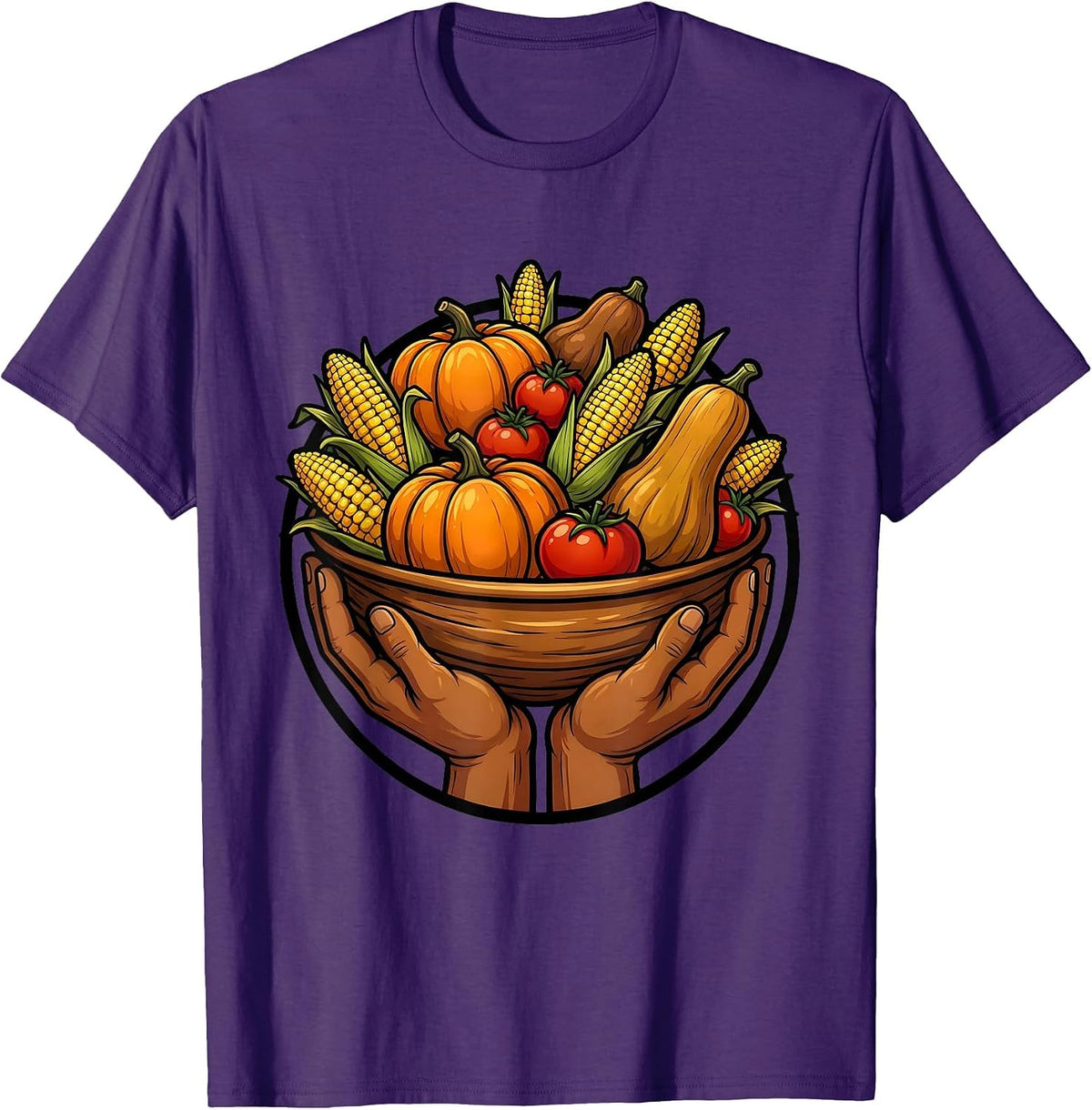 Thanksgiving Cornucopia Harvest Abundance Design T-Shirt - Purple