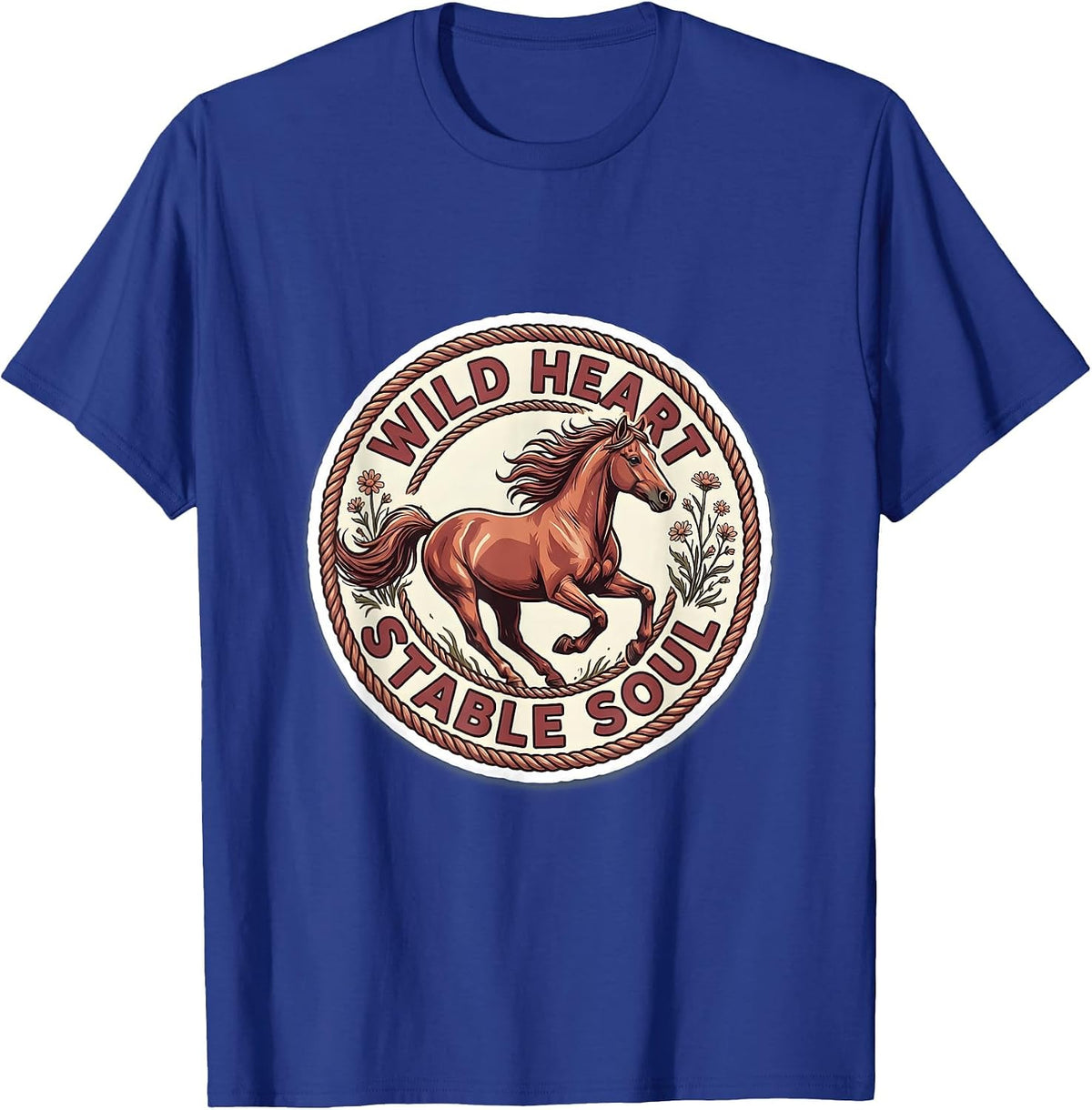 Wild Heart Stable Soul Horse Lover Design T-Shirt - Royal Blue