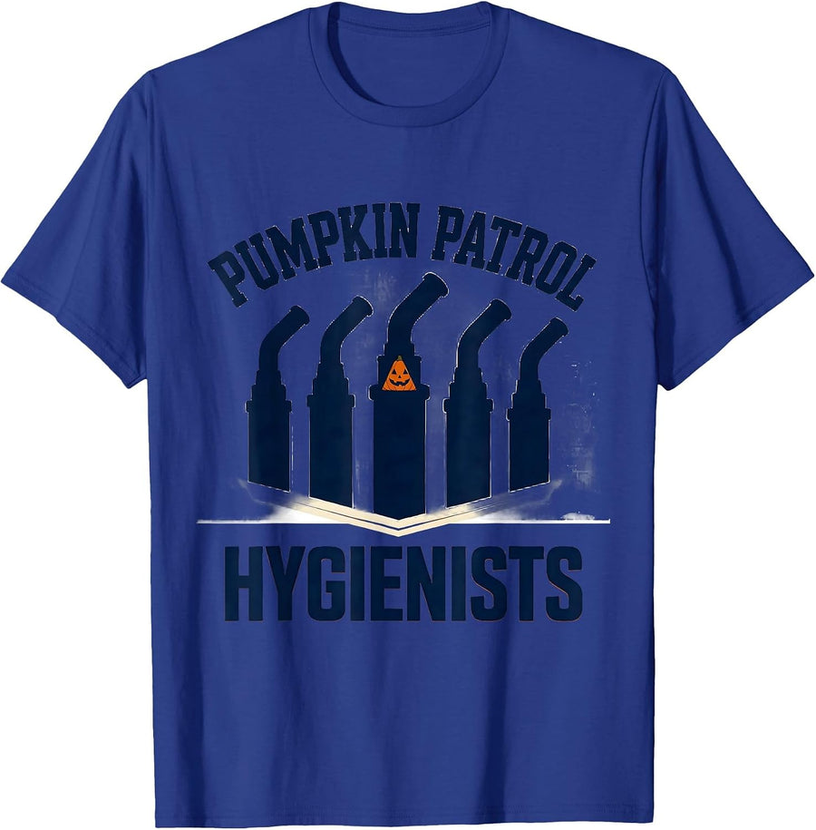 Pumpkin Patrol Hygienists Funny Dental Hygienist Halloween T-Shirt - Royal Blue