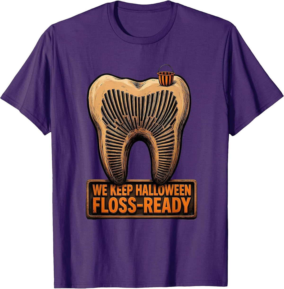 We Keep Halloween Floss-Ready Dental Squad Costume Humor T-Shirt - Purple