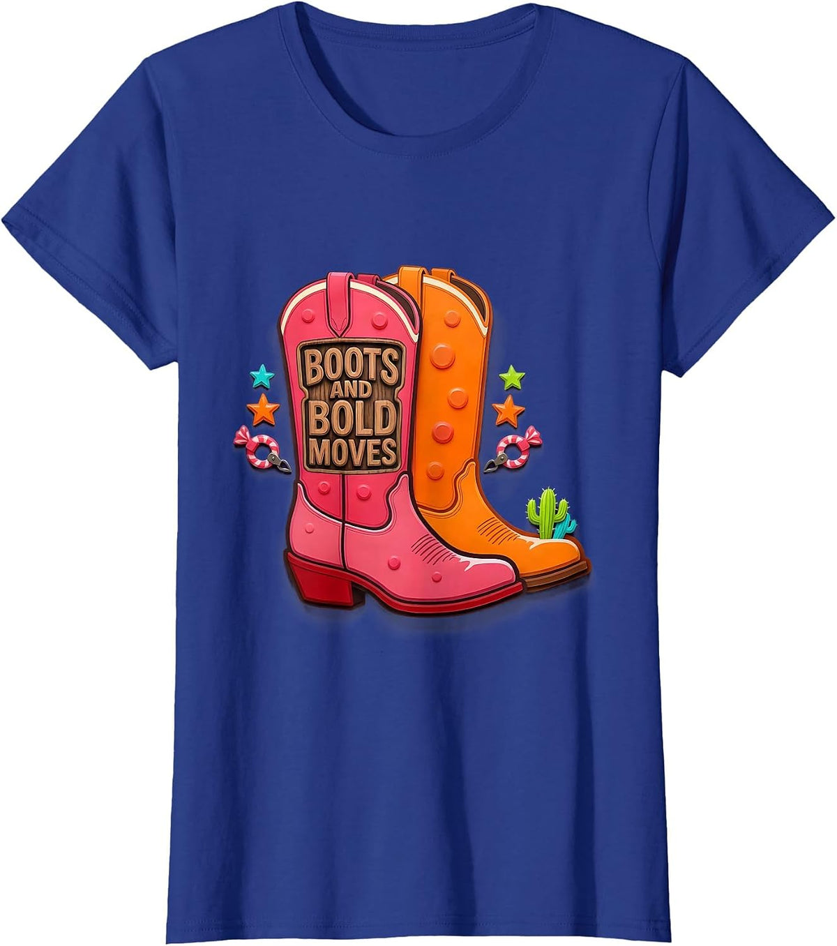 Women's Boots and Bold Moves Western Women Design T-Shirt - Royal Blue