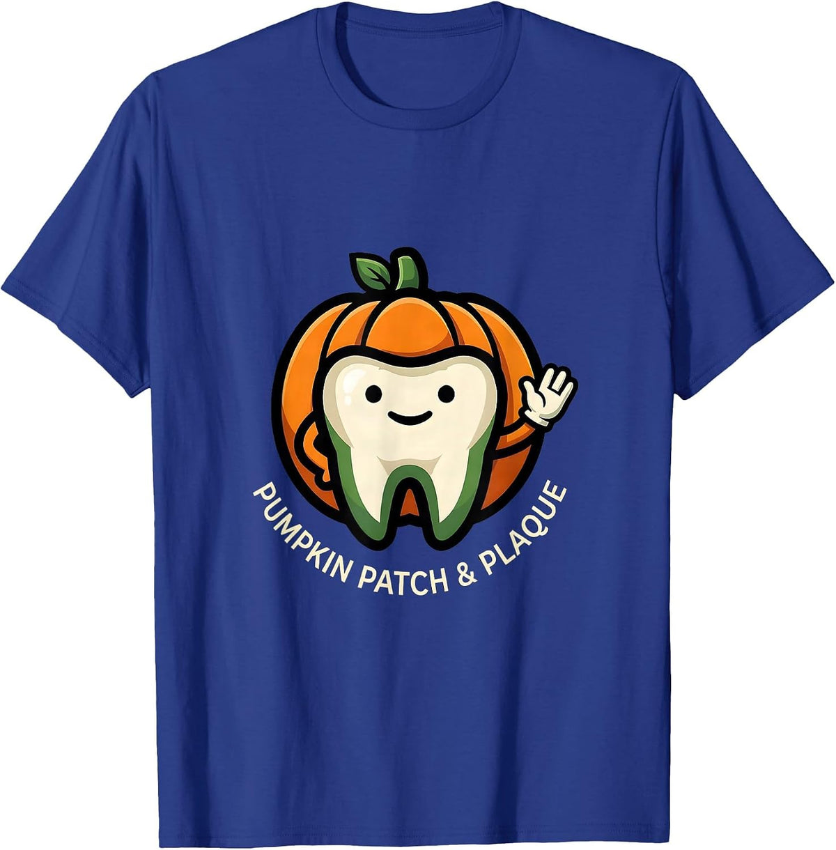 Pumpkin Patch & Plaque Funny Dental Hygienist Halloween T-Shirt - Royal Blue