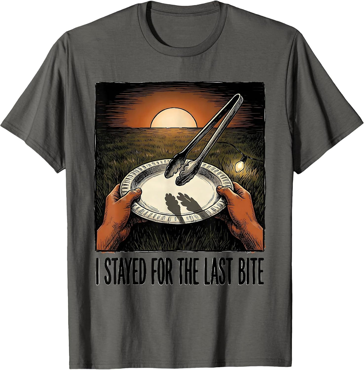 I Stayed For The Last Bite Funny BBQ Pitmaster Grill Dad T-Shirt - Asphalt Grey