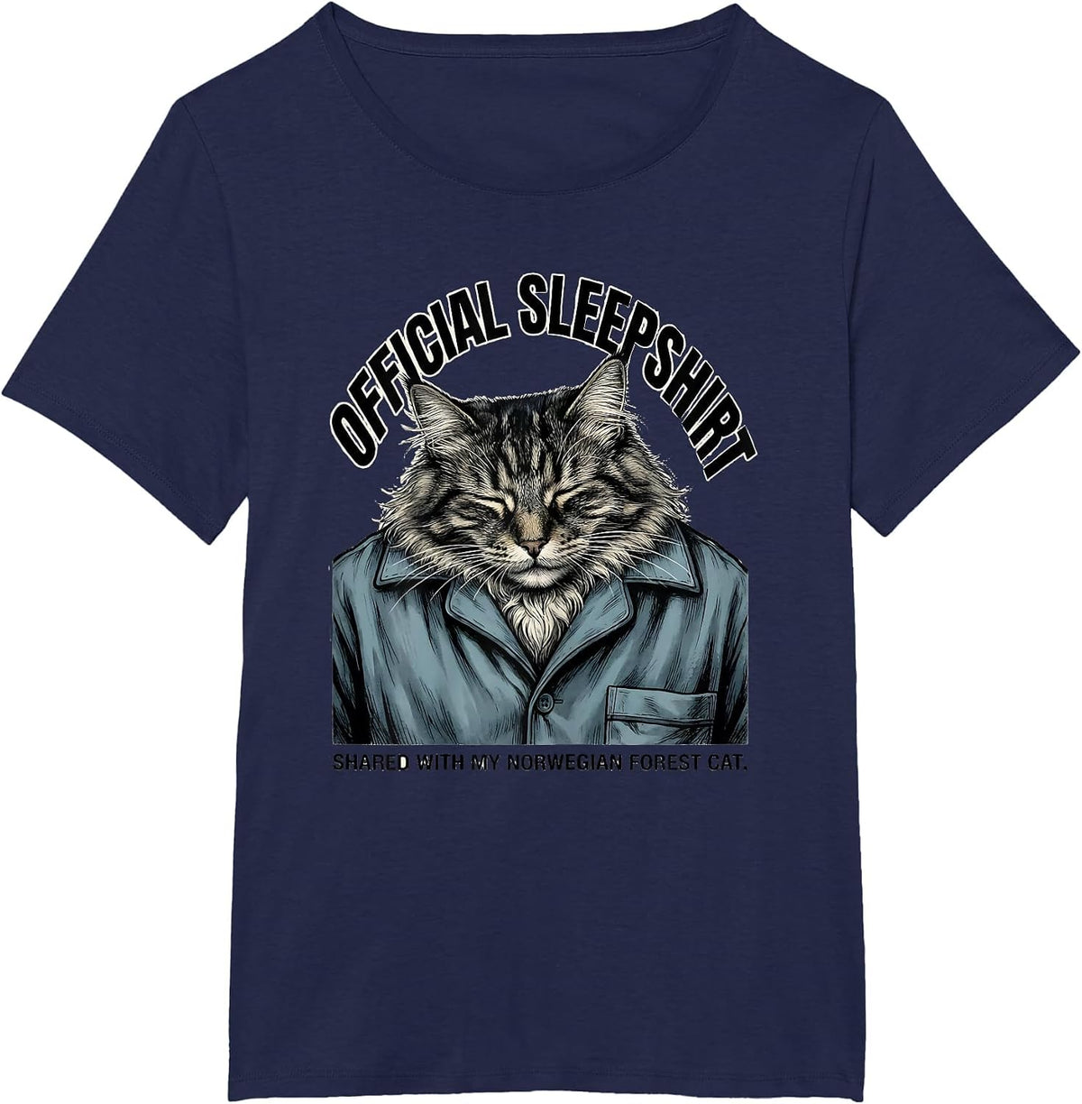 Women's Official Sleepshirt, Shared With My Norwegian Forest Cat T-Shirt - Navy Blue