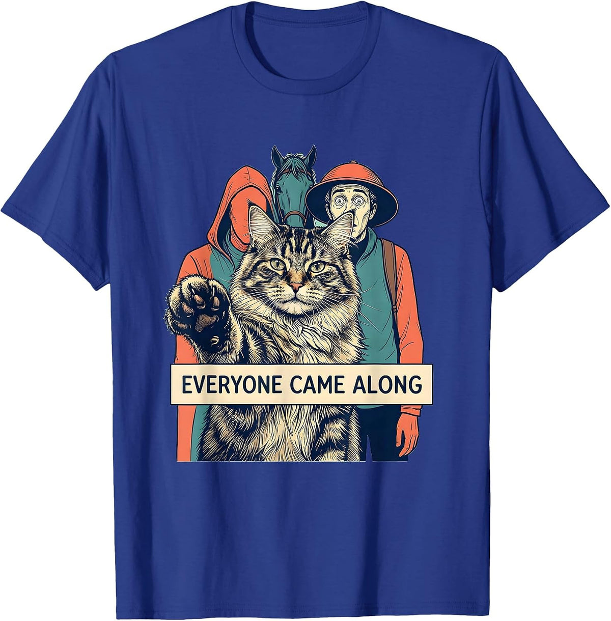Everyone Came Along Funny Norwegian Forest Cat Selfie T-Shirt - Royal Blue