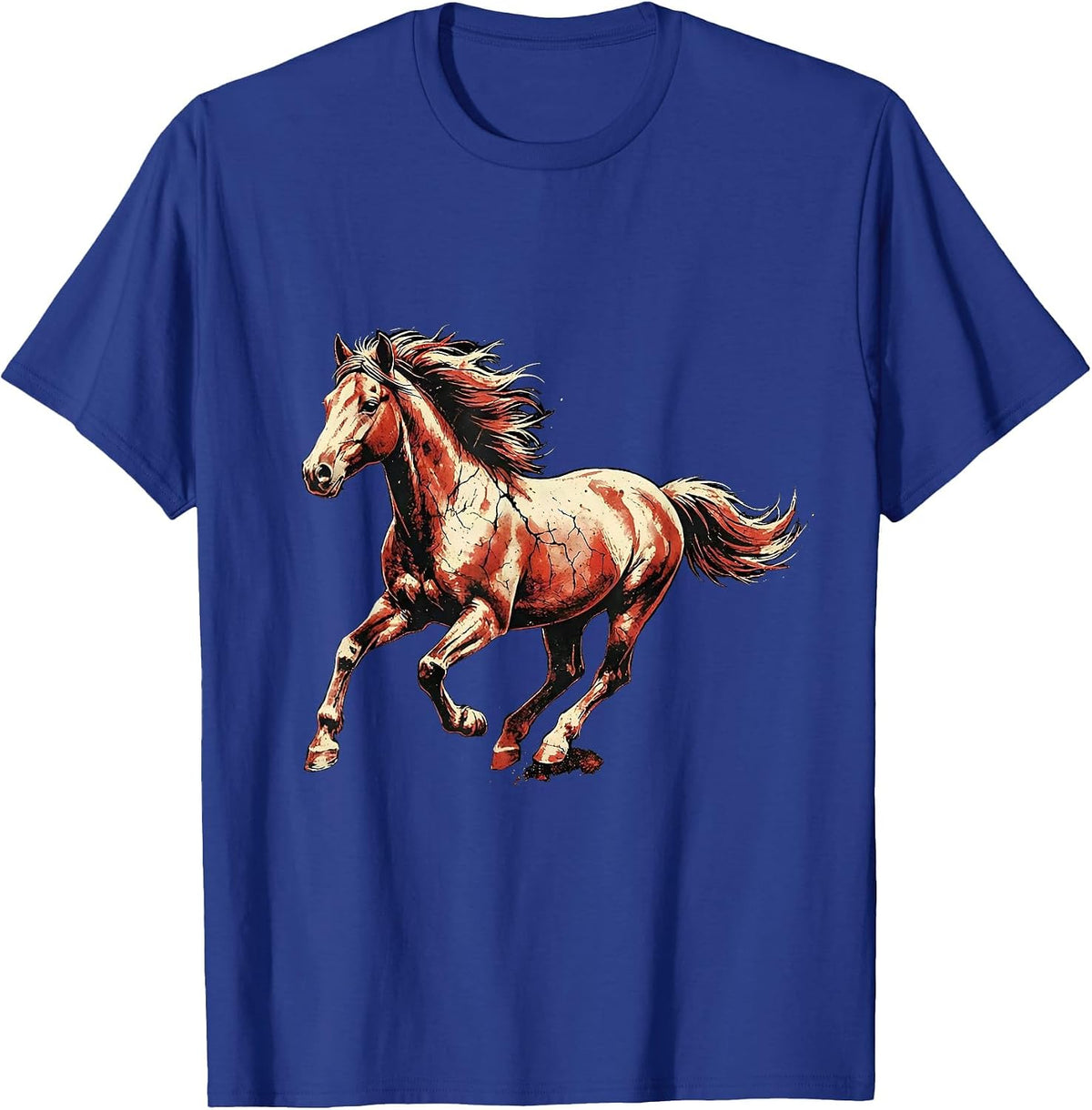 Men's Horse Galloping Through Open Meadow Graphic T-Shirt - Royal Blue