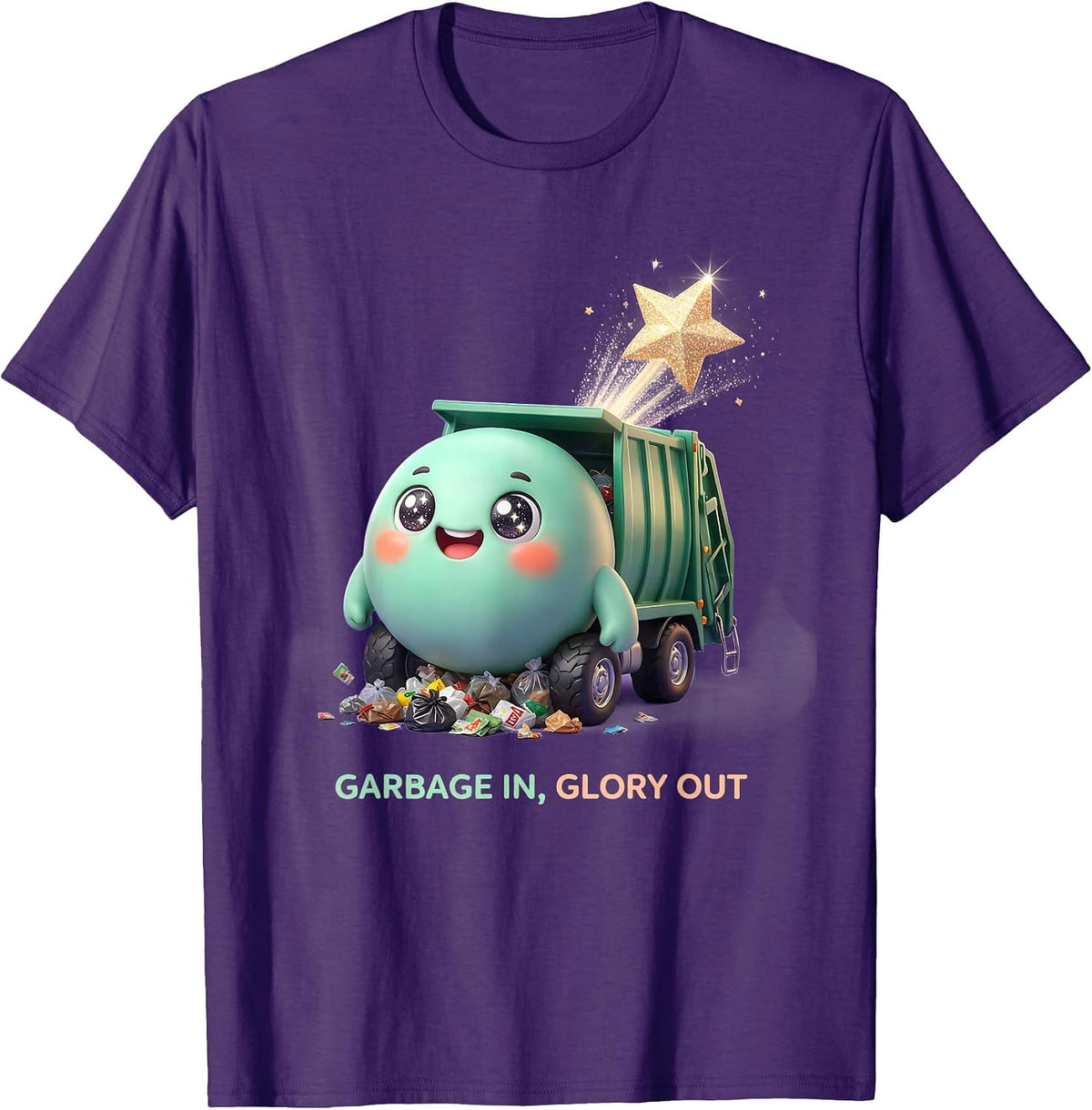 Garbage In Glory Out Trash Truck Design T-Shirt - Purple