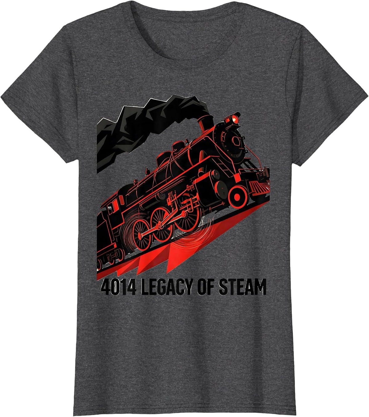 Women's 4014 Legacy Of Steam Constructivist Poster Steam Train T-Shirt - Dark Heather Grey