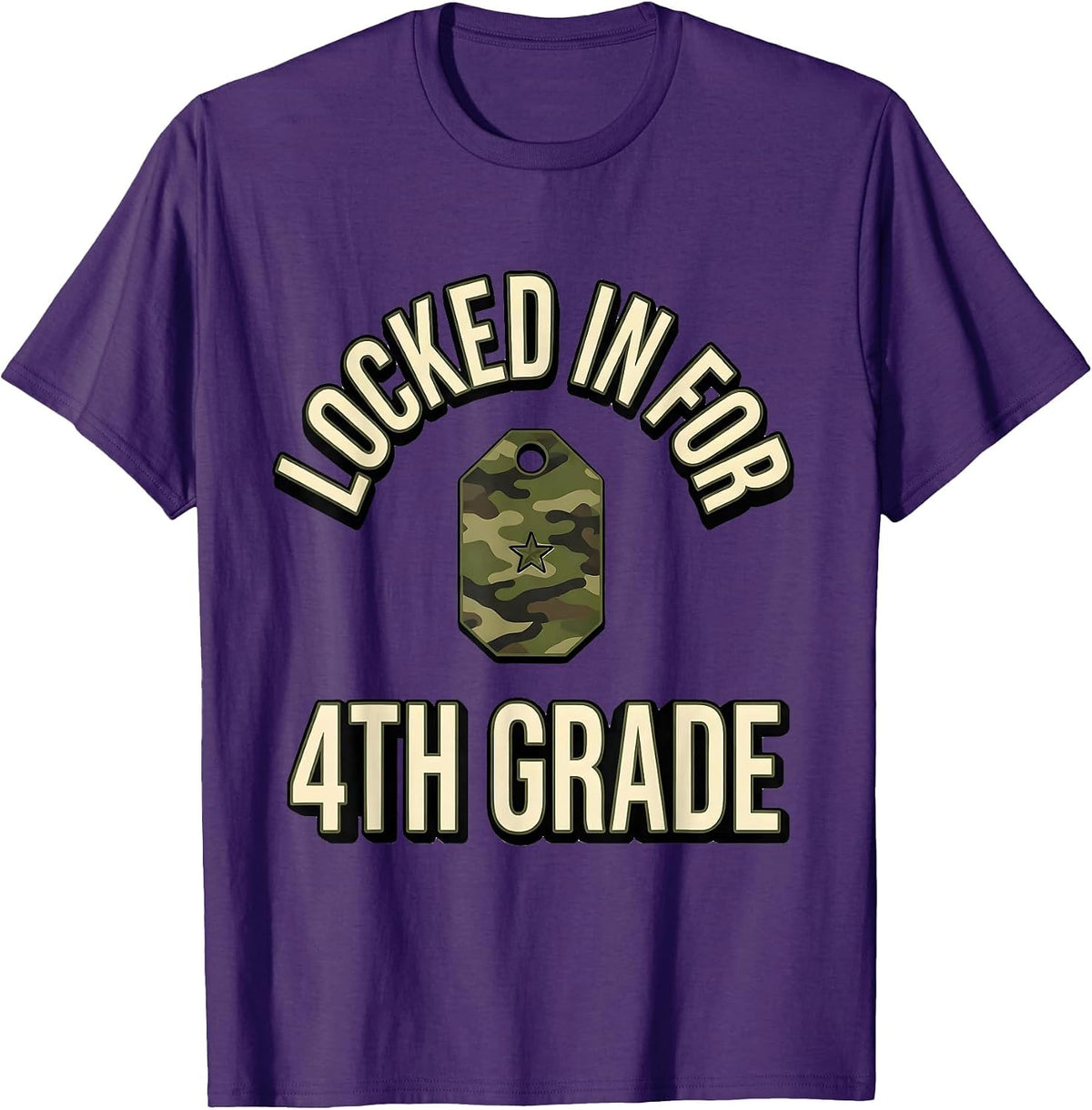 Men's Locked In For 4th Grade Camo Fourth Grade Back To School T-Shirt - Purple