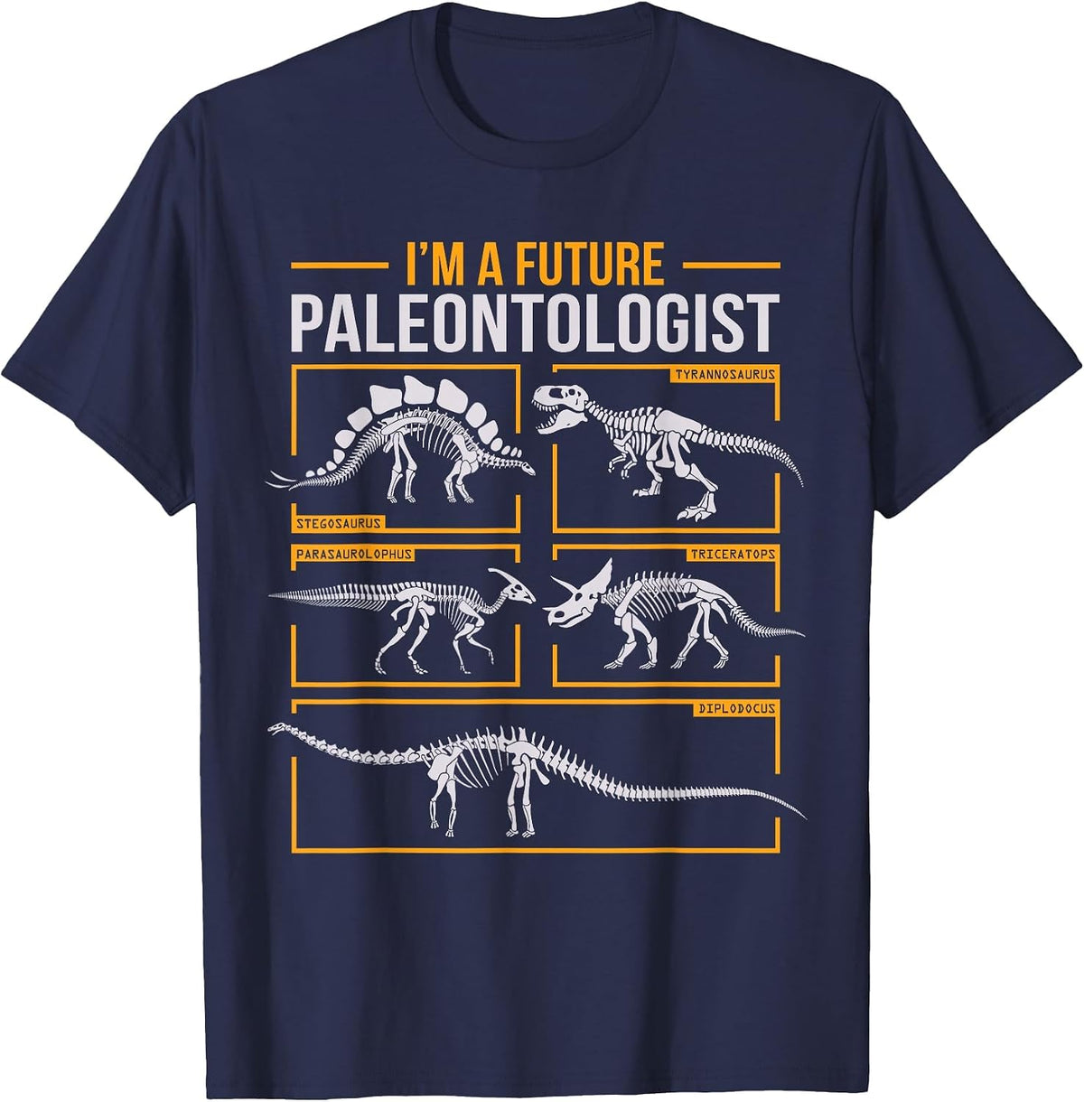 Future Paleontologist Dinosaur TRex Fossil Paleontology Boys T-Shirt - Navy Blue