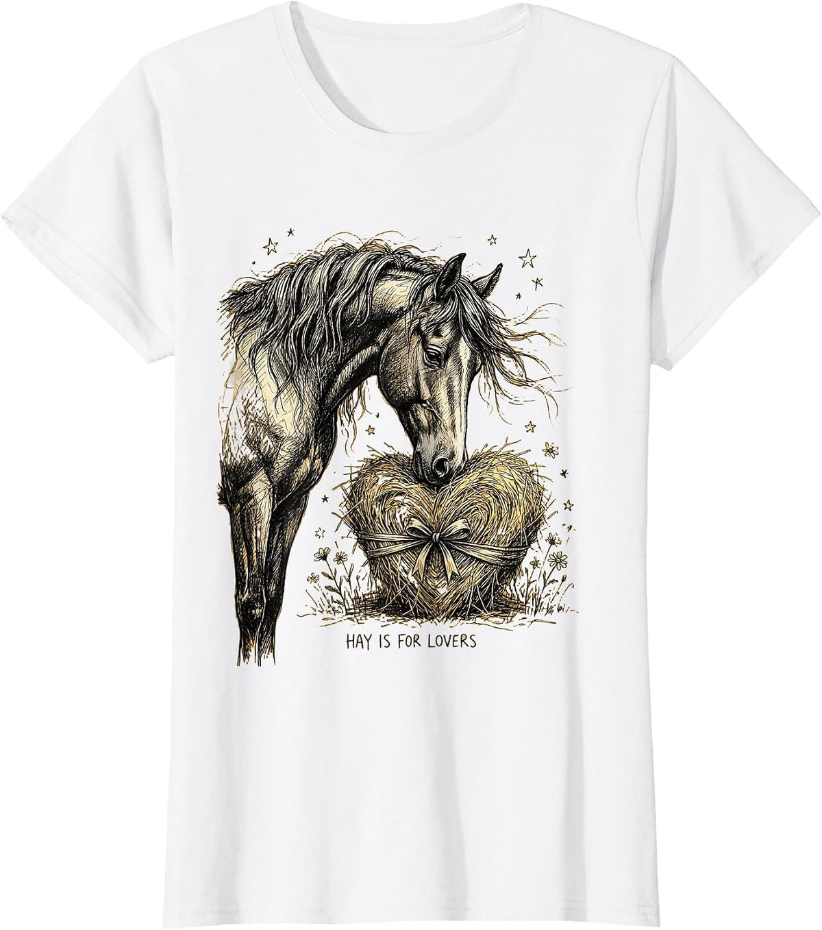 Hay Is For Lovers Equestrian Design T-Shirt - White