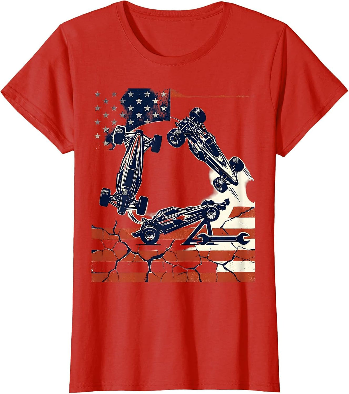 RC Dragster Chassis Patriotic RC Car Hobbyist Gift T-Shirt - Red