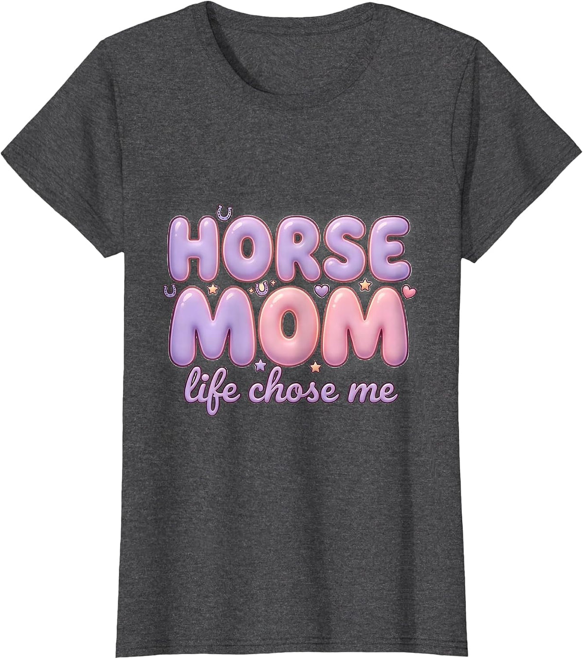 Women's Horse Mom Life Chose Me Equestrian Design T-Shirt - Dark Heather Grey