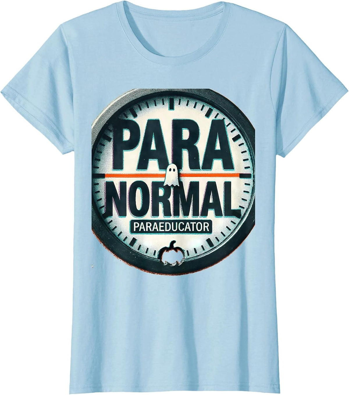 Women's Para Normal Paraeducator Risograph Halloween Para Teacher T-Shirt - Baby Blue