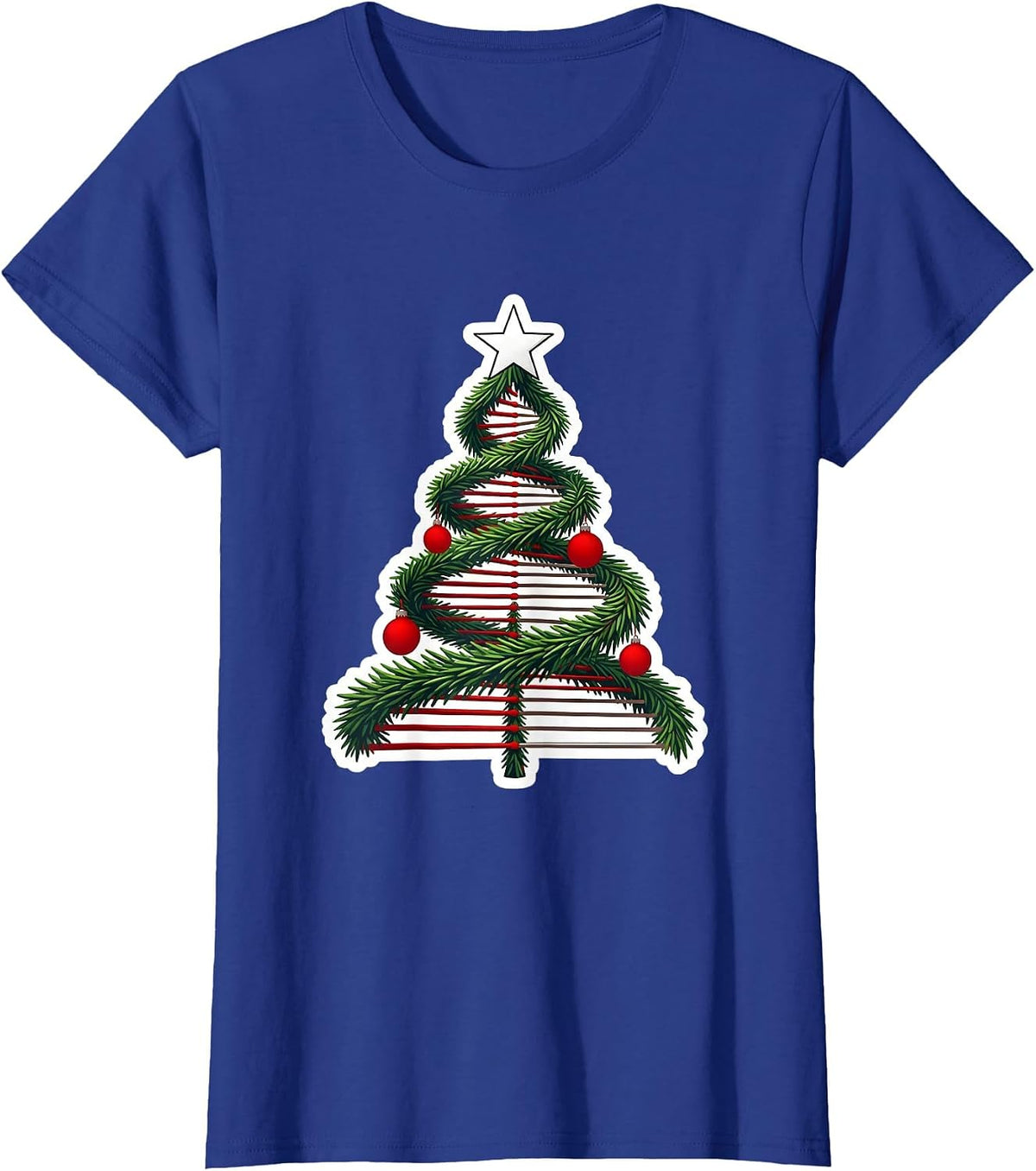 Women's DNA Helix Christmas Tree Science Teacher Humor T-Shirt - Royal Blue