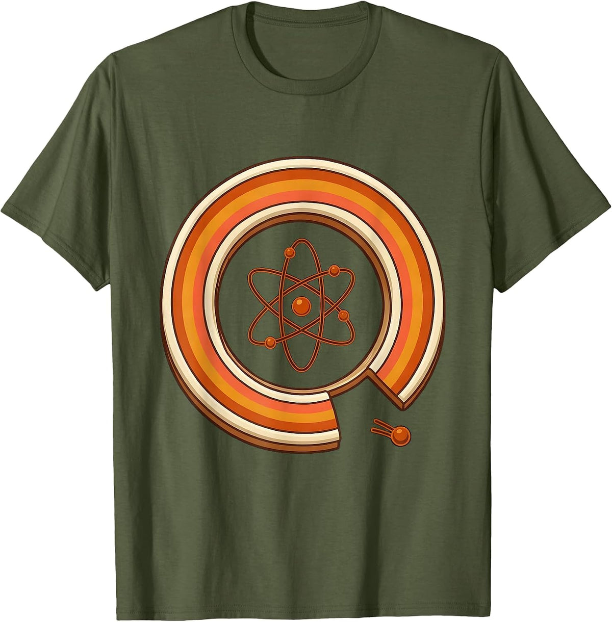Retro Decoder Ring Orbital Atom Science Nerd Humor T-Shirt - Olive Green