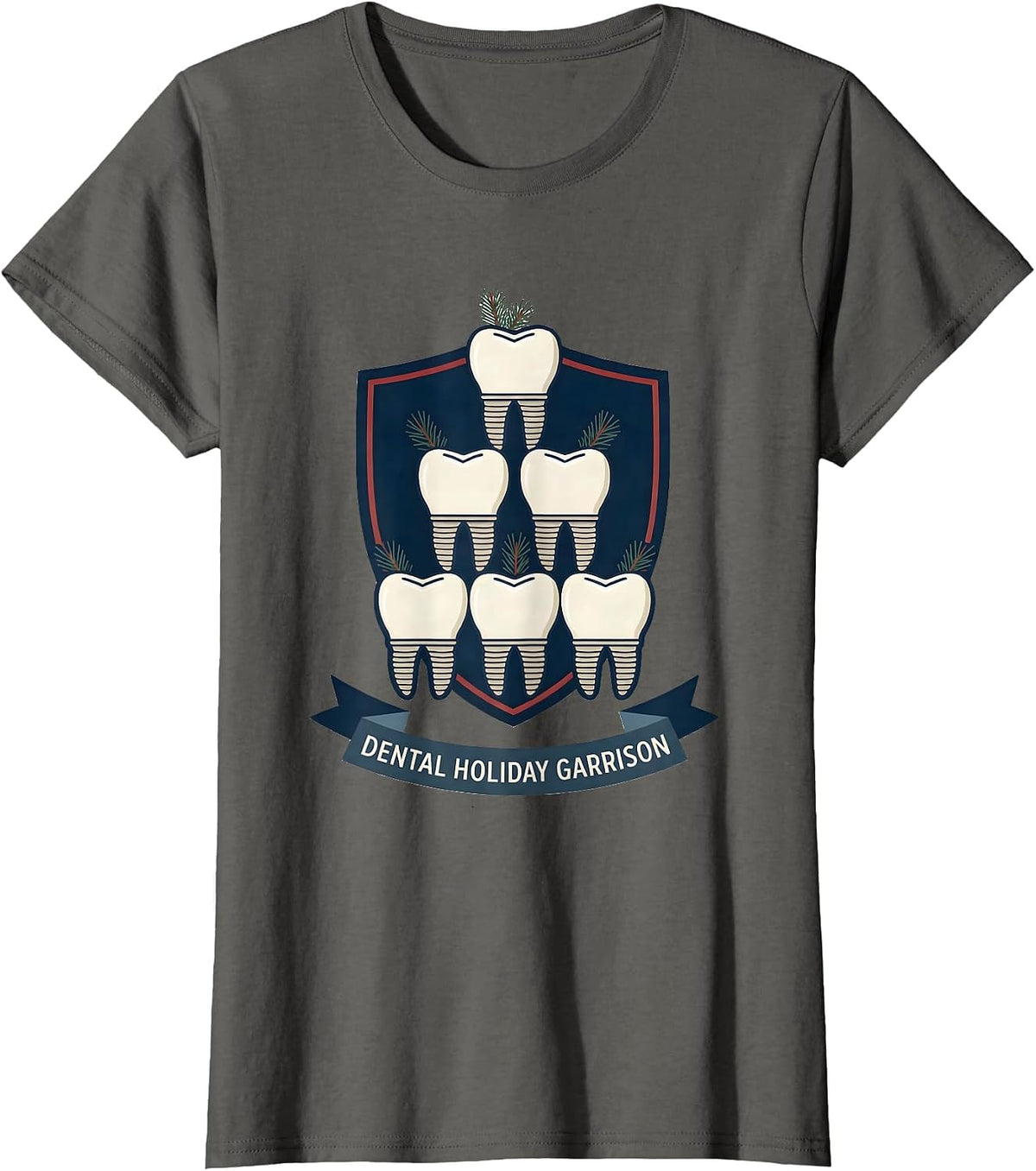 Women's Dental Holiday Garrison Funny Dentist Christmas Dental Team T-Shirt - Asphalt Grey
