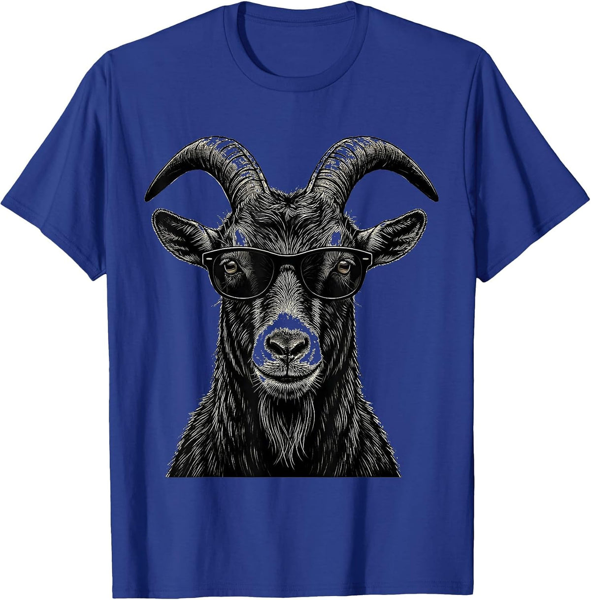 Goat Sunglasses Scratchboard Funny Goat Lover Humor T-Shirt - Royal Blue