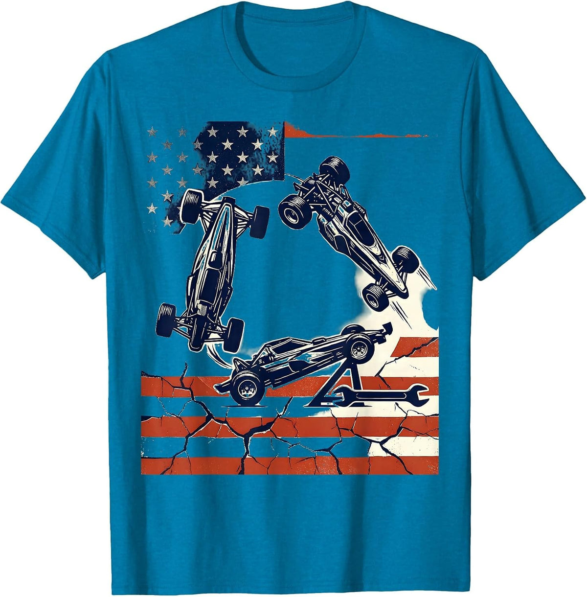 RC Dragster Chassis Patriotic RC Car Hobbyist Gift T-Shirt - Sapphire Blue