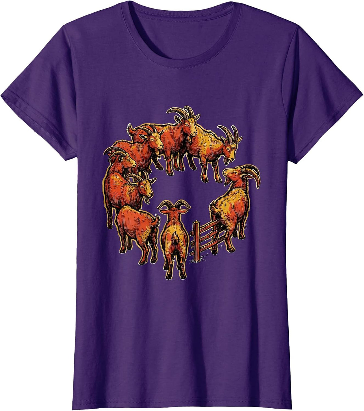 Women's Seven Goats Spiral Funny Goat Lover Farmer Gift T-Shirt - Purple