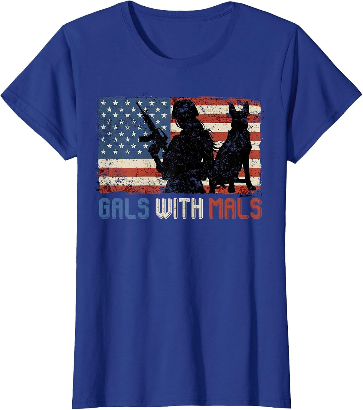Malinois Women GALS with MALS Belgian Shepherd America T-Shirt - Royal Blue