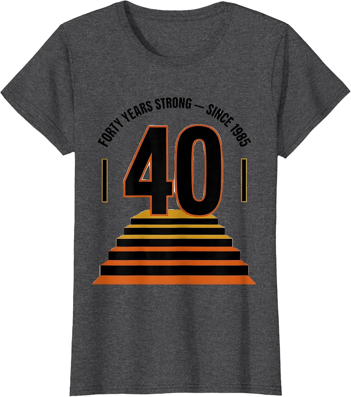 Women's Forty Years Strong Since 1985 Vintage Decade Birthday Gag T-Shirt - Dark Heather Grey
