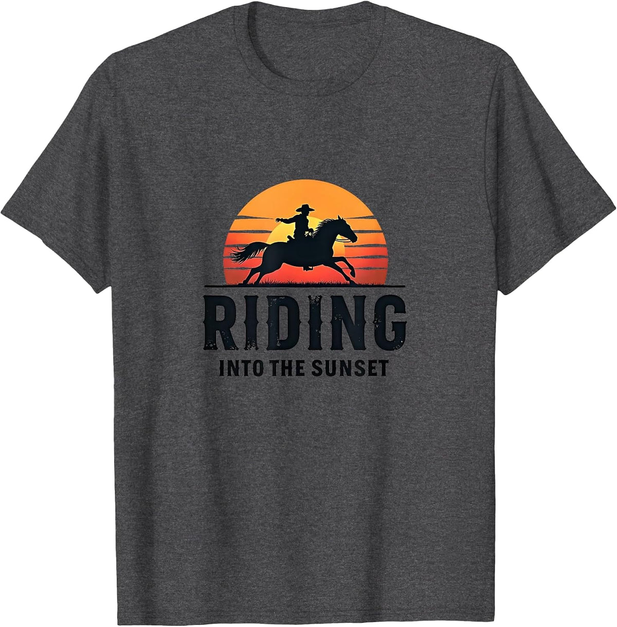Riding into the Sunset Horse Lover Design T-Shirt - Dark Heather Grey