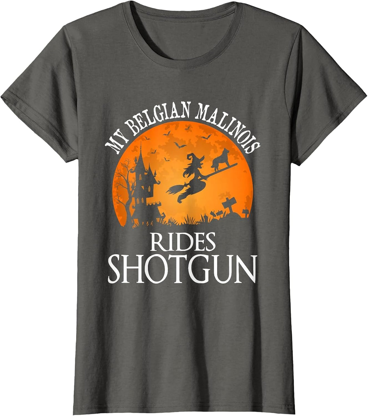 Belgian Malinois Rides Shotgun Dog Lover T-Shirt - Asphalt Grey