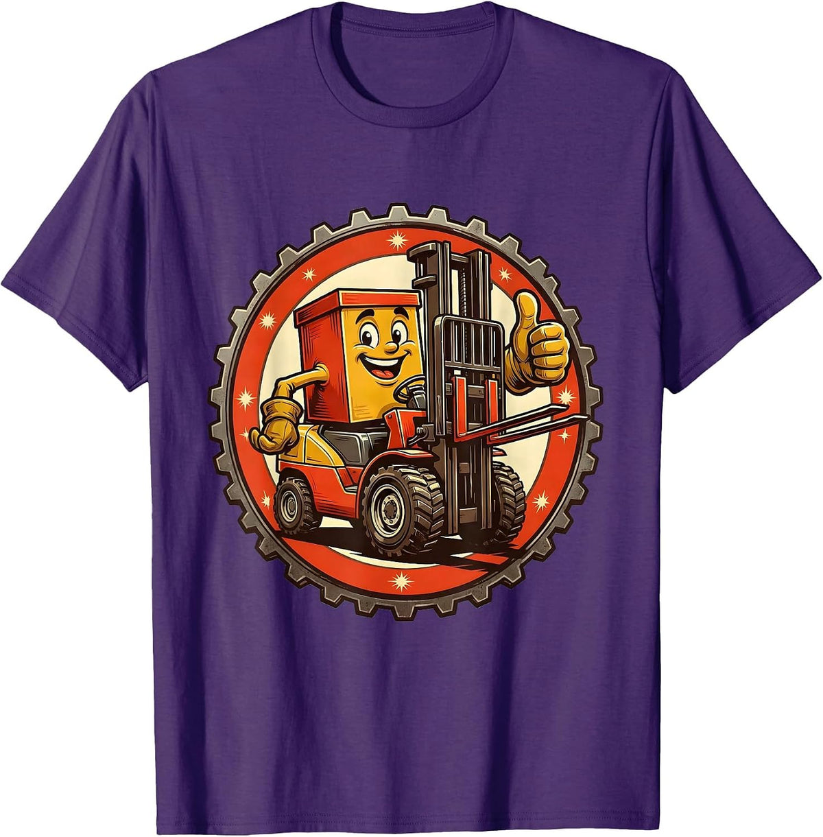 Labor Day Forklift Warehouse Silhouette Graphic T-Shirt - Purple