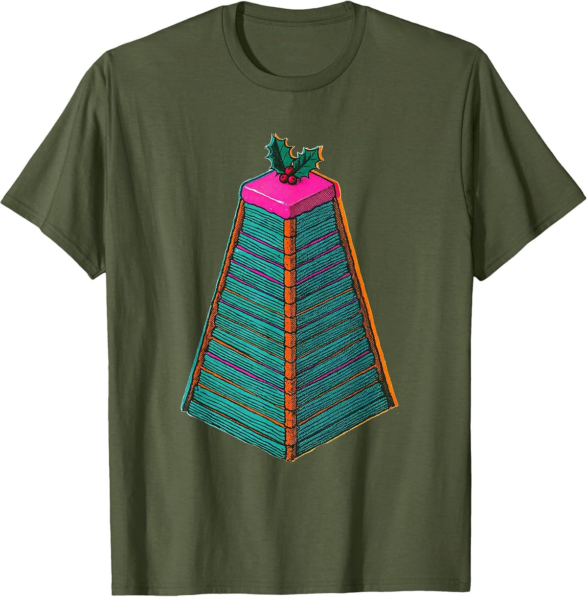 Men's DNA Helix Christmas Slice Science Teacher Humor T-Shirt - Olive Green