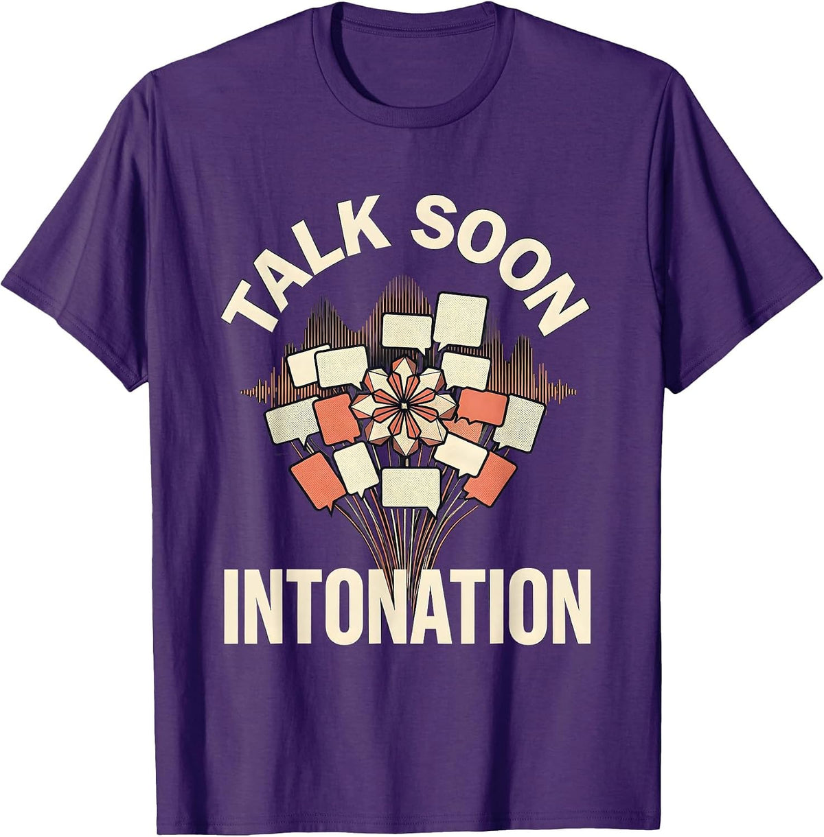 Talk Soon Intonation Retro Floral Speech Language T-Shirt - Purple