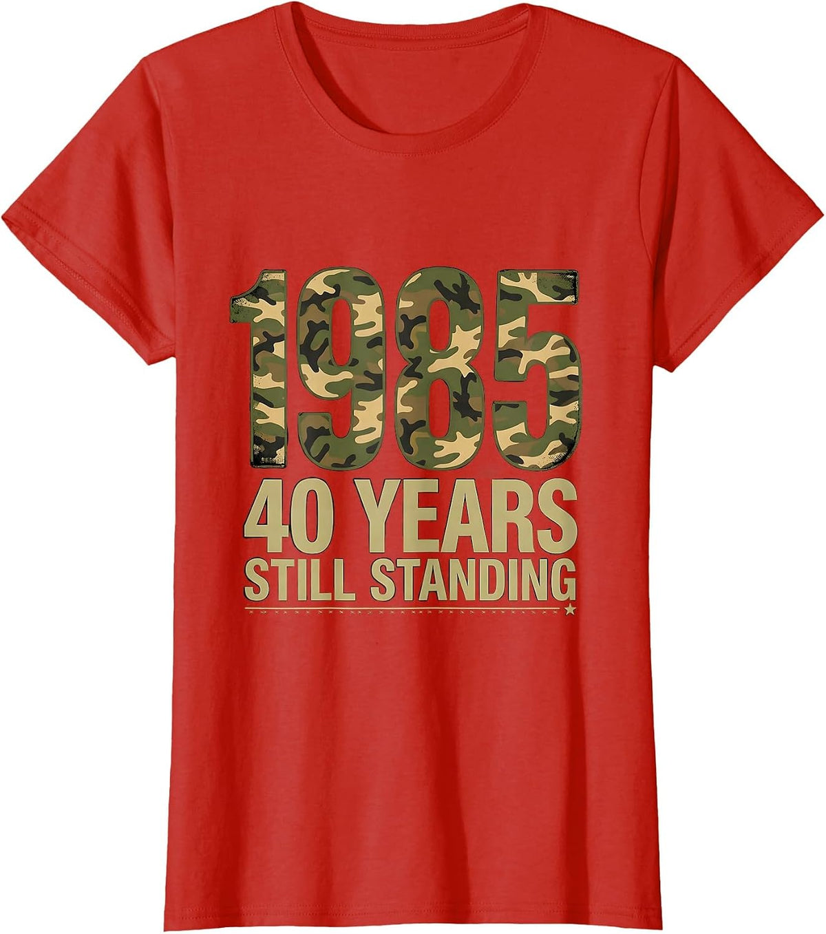 Women's 1985 · 40 Years Still Standing Vintage Camo Flag Milestone T-Shirt - Red