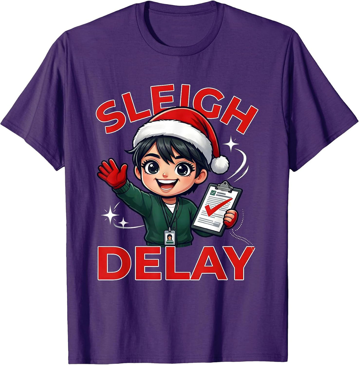Men's SLEIGH DELAY Funny Teacher School Staff Christmas T-Shirt - Purple