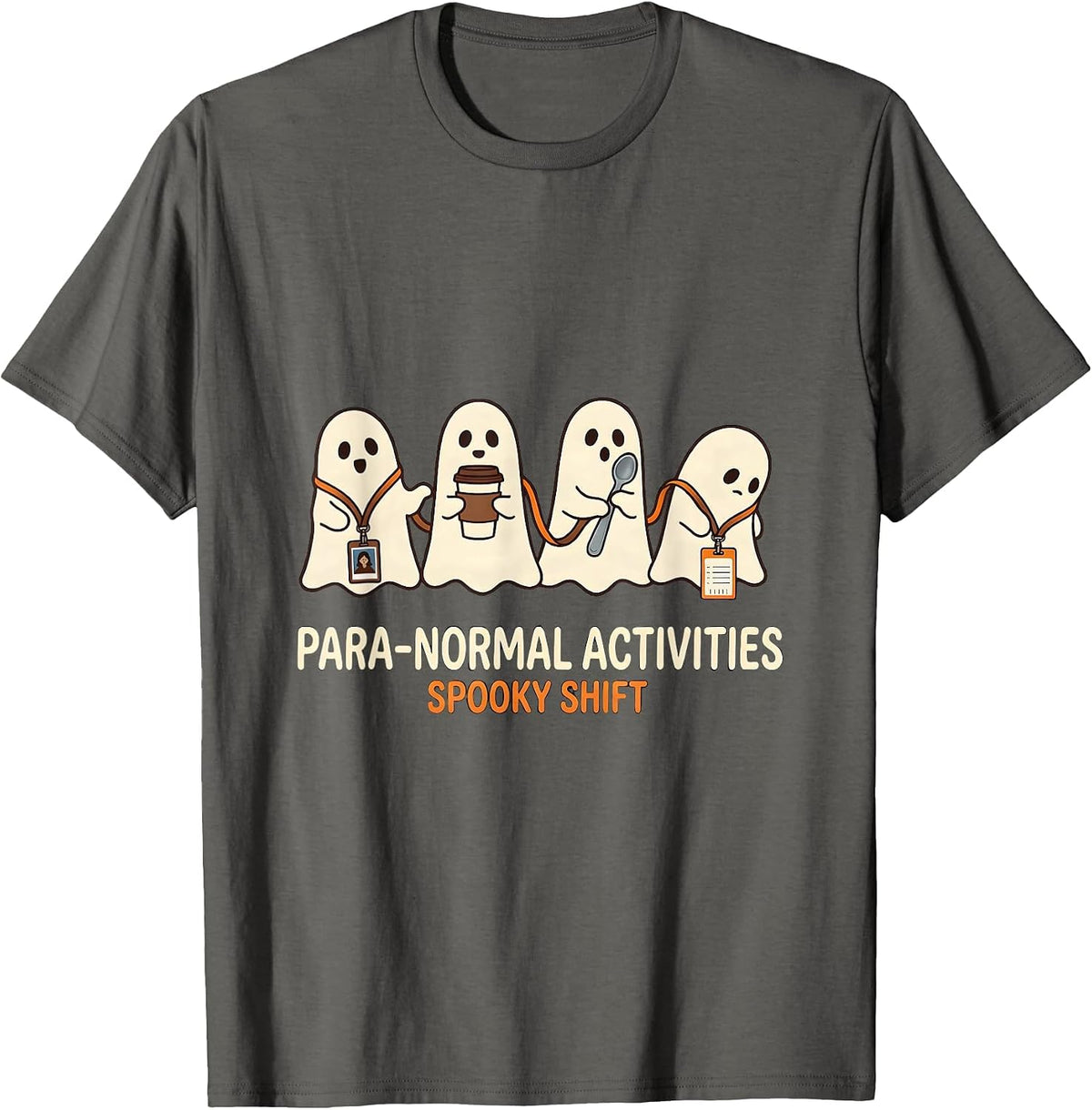 Men's Para-Normal Activities Spooky Shift SPED Teacher Halloween T-Shirt - Asphalt Grey