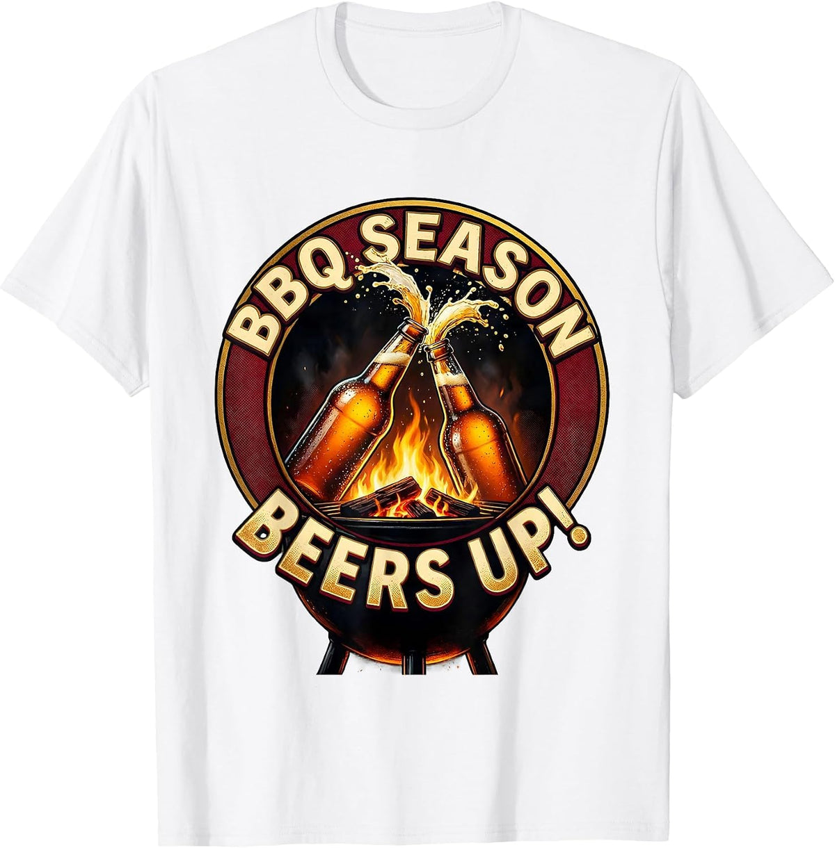 Men's BBQ Season Beers Up Labor Day Toast Design T-Shirt - White