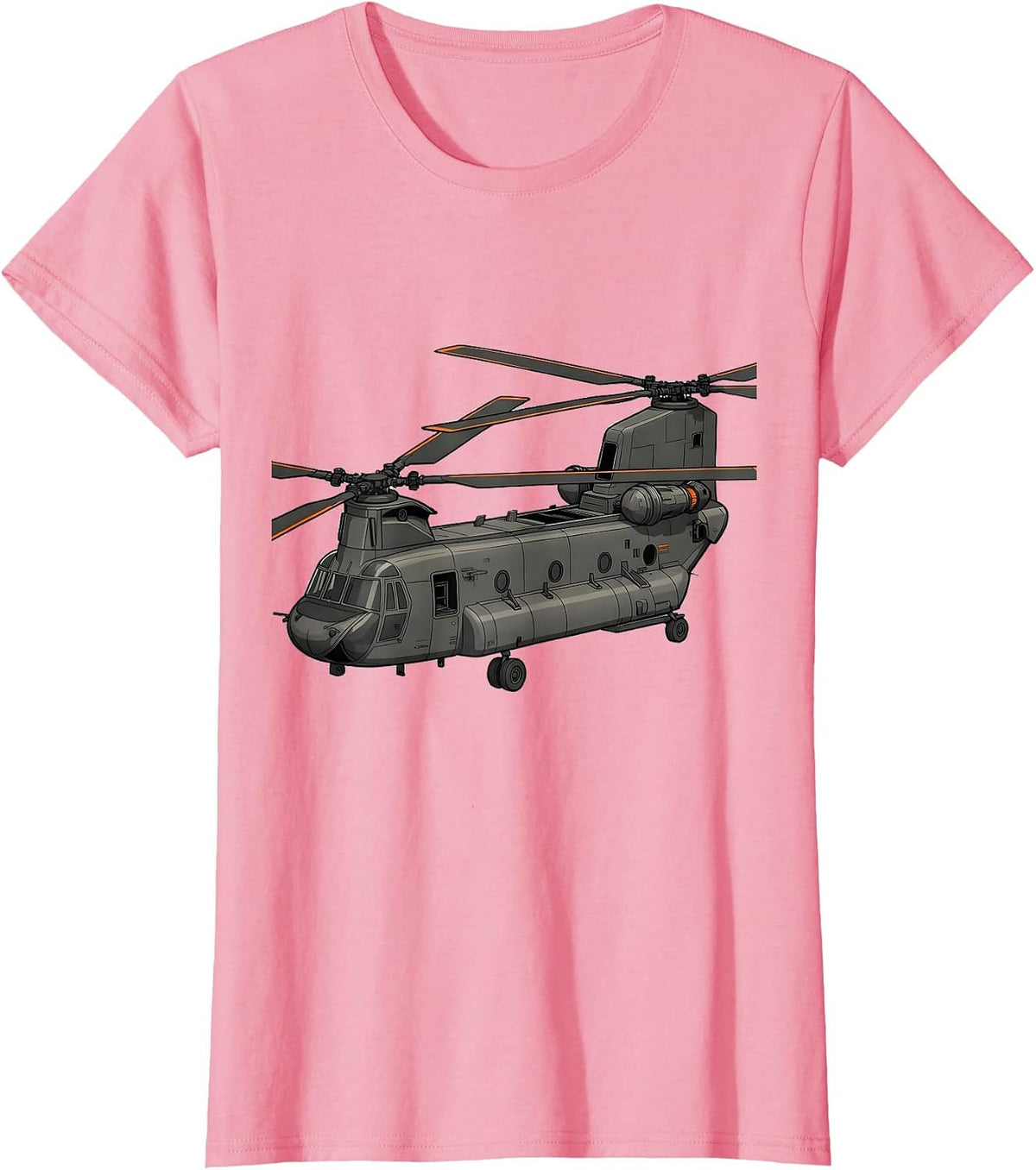 Women's Exploded Tandem-Rotor Helicopter Military Enthusiast T-Shirt - Pink