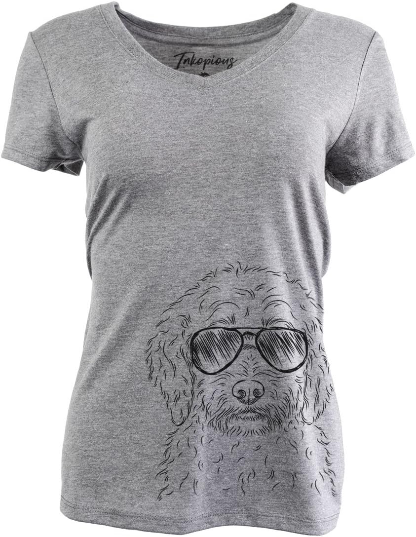 Teddy the Labradoodle Triblend T-Shirt - Grey Relaxed V-neck
