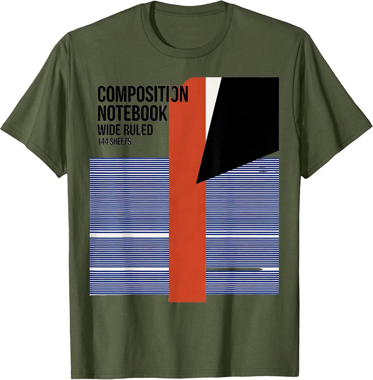 Composition Notebook Wide Ruled 144 Sheets Teacher T-Shirt - Olive Green