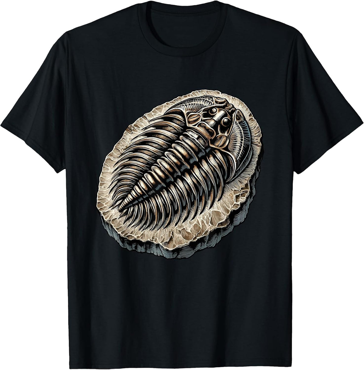 Fossil Hunter Fossil Hunting Paleontologist Trilobite T-Shirt, Men, Black, Small - As Pictured