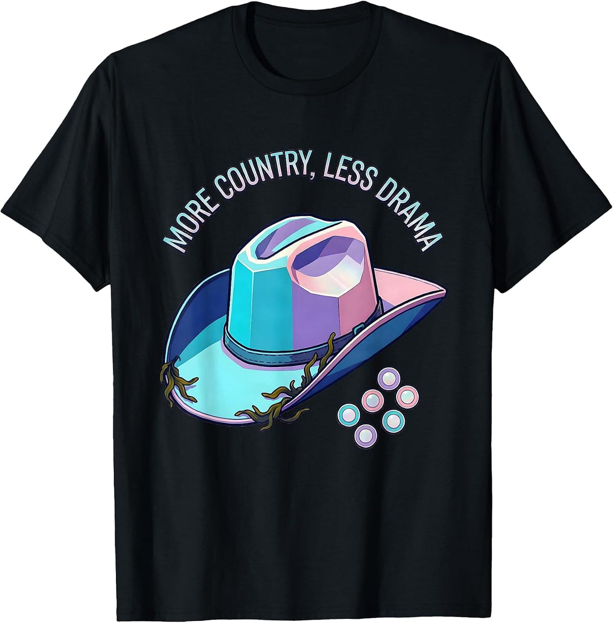 Men's More Country Less Drama Western Graphic Design T-Shirt - Black