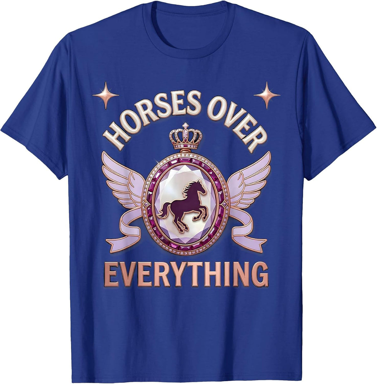 Horses Over Everything Equestrian Design T-Shirt - Royal Blue