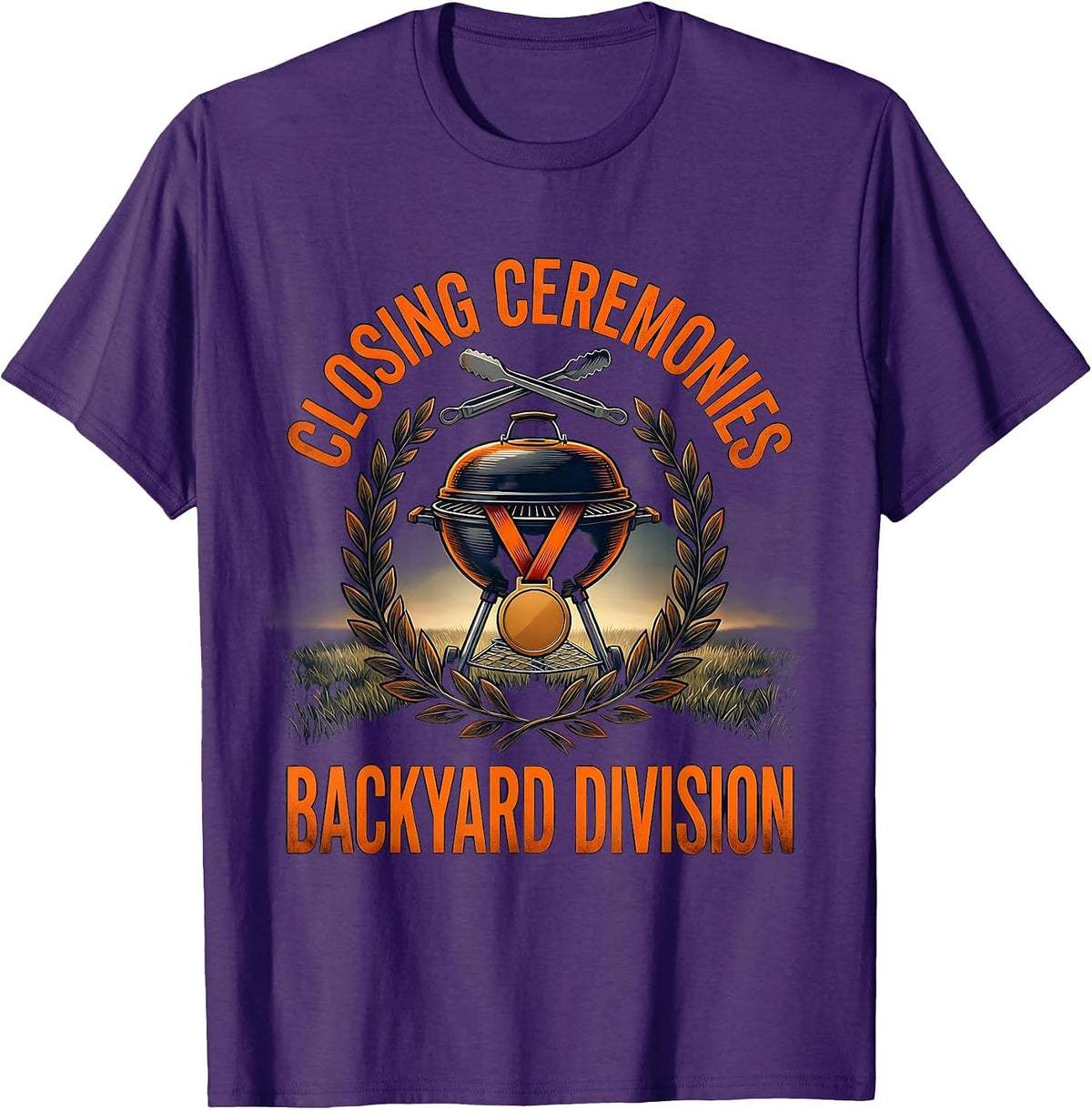 Closing Ceremonies Backyard Division Grill Dad Humor T-Shirt - Purple