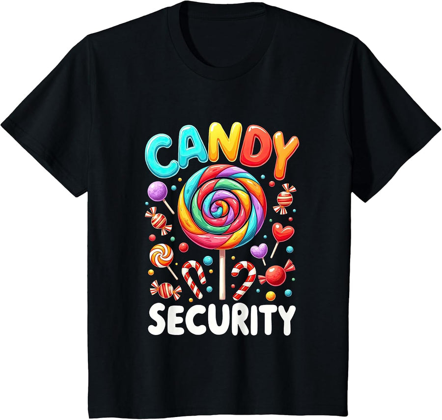 Candy Security Halloween Treats Protector Spooky Season Kids T-Shirt - Black