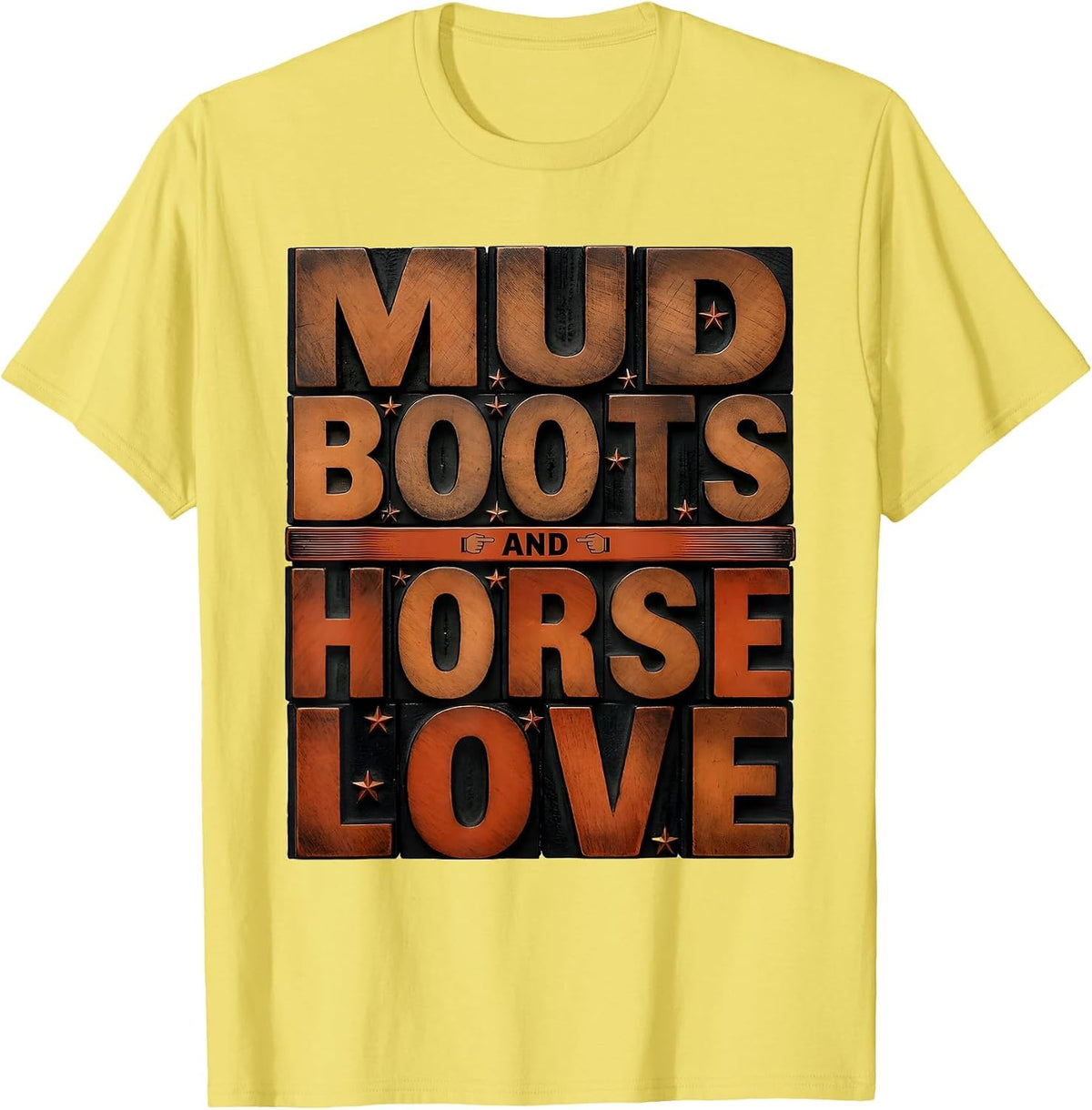 Men's Mud Boots and Horse Love Equestrian Design T-Shirt - Lemon Yellow