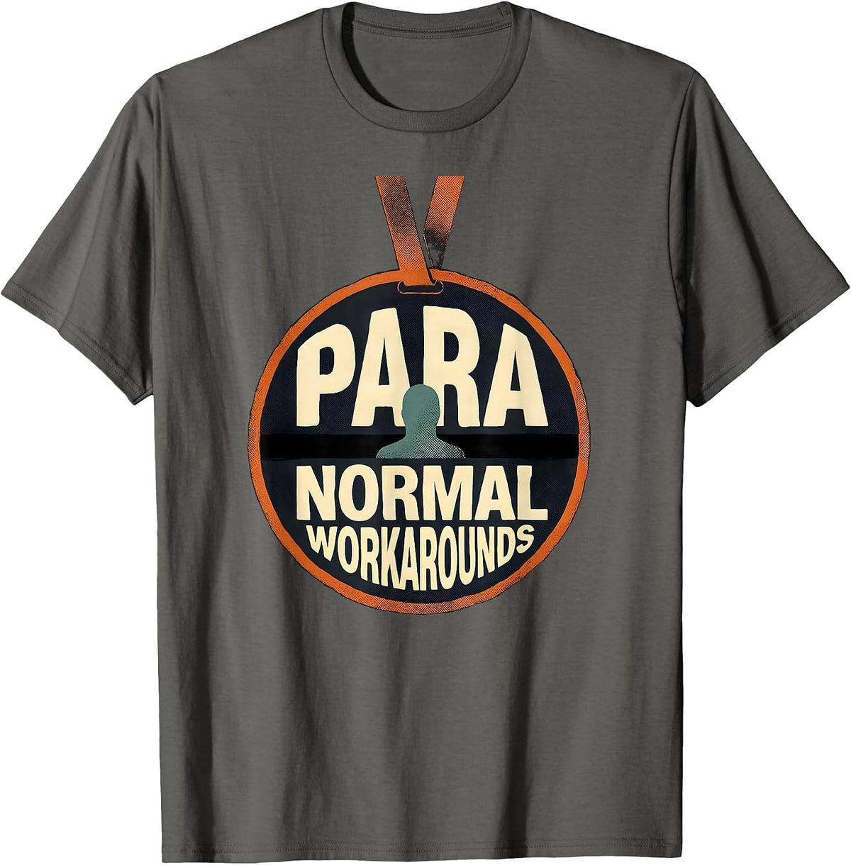 Men's Para Normal Workarounds Playful Ghost Halloween T-Shirt - Asphalt Grey