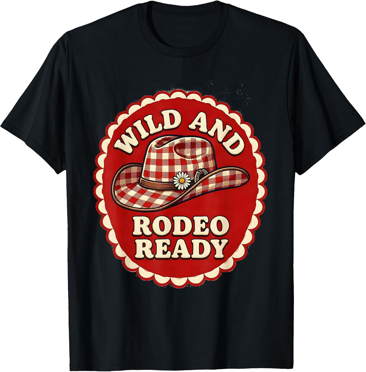 Men's Wild and Rodeo Ready Cowgirl Graphic Design T-Shirt - Black