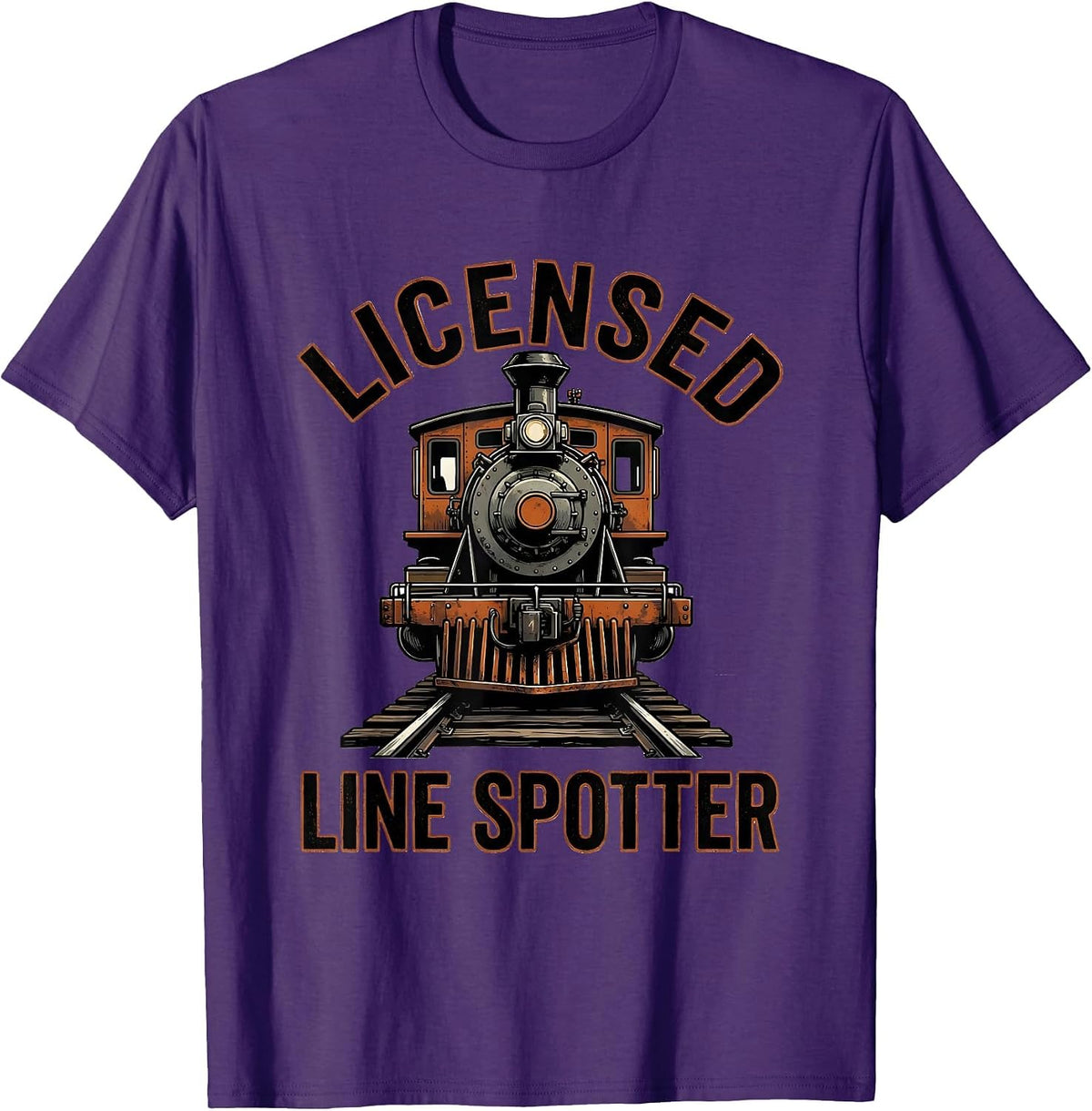 Licensed Line Spotter Funny Train Enthusiast Conductor Humor T-Shirt - Purple