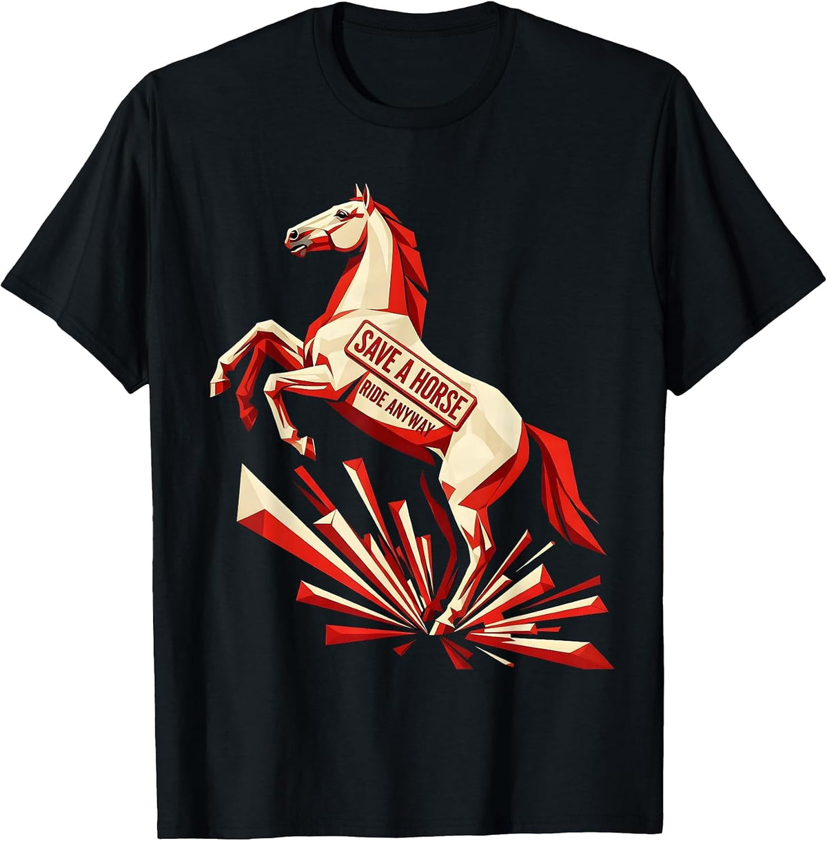 Men's Save a Horse Ride Anyway Funny Equestrian Design T-Shirt - Black