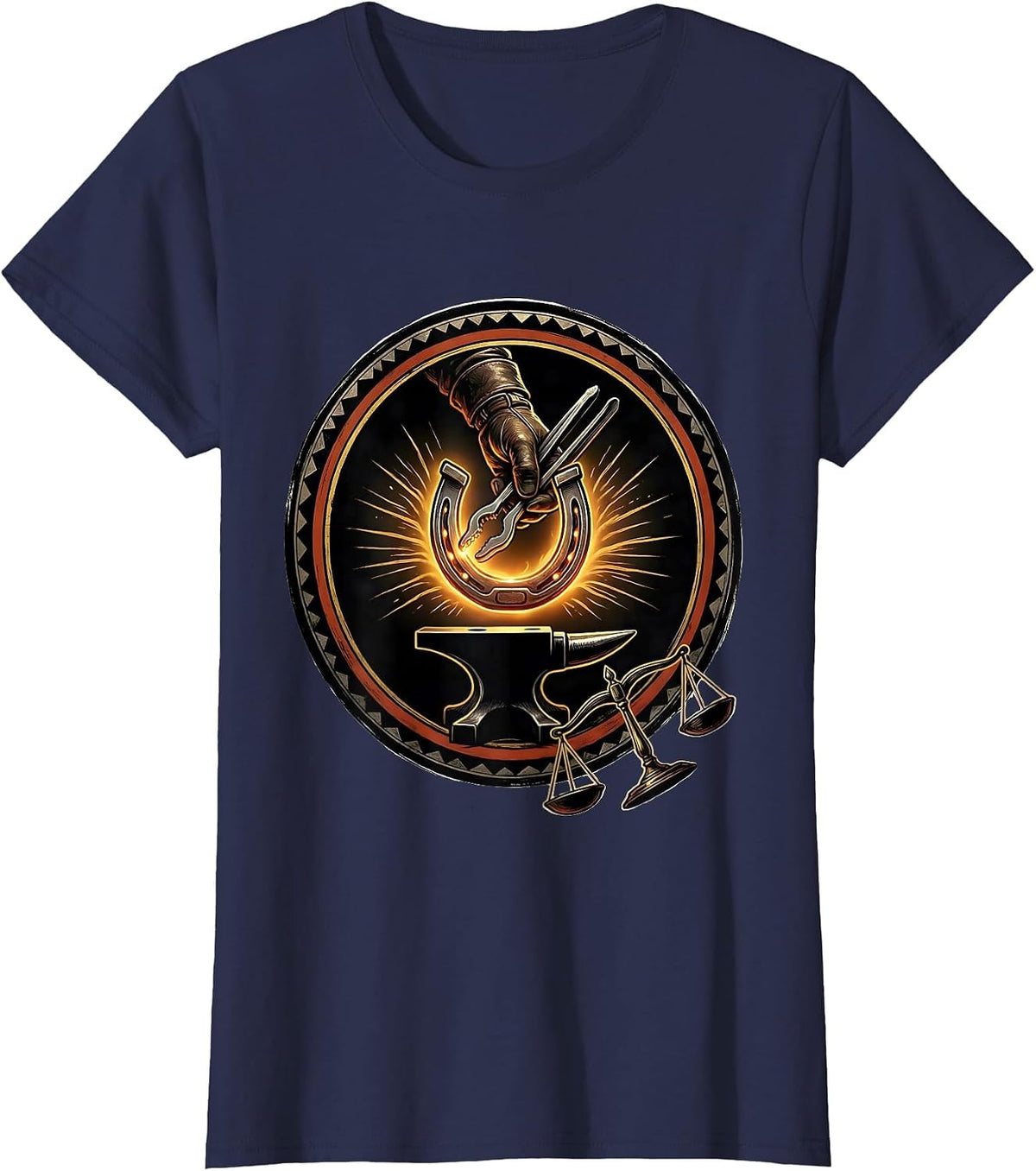 Women's Sealed Forge Badge Blacksmith Humor Metalworking Hobbyist T-Shirt - Navy Blue